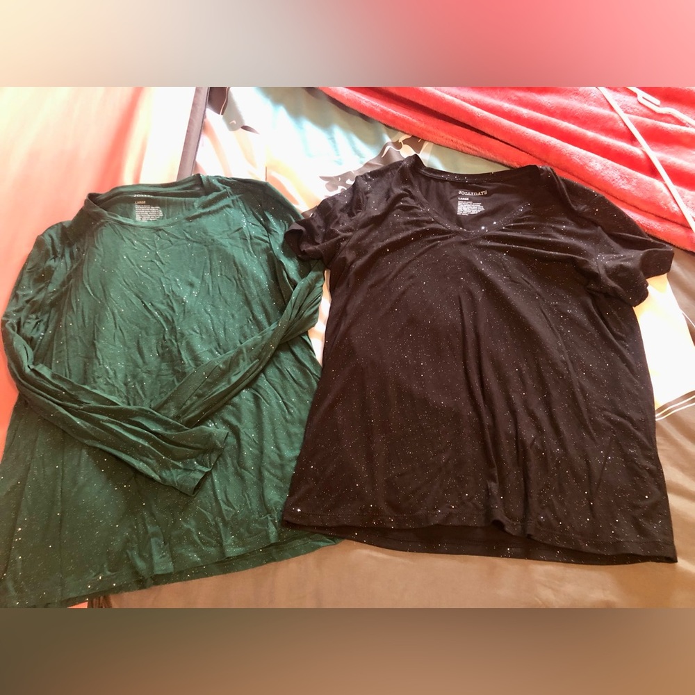 Jollidays Sparkly Green and Black Tops